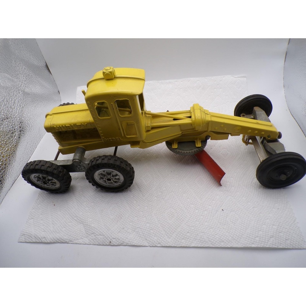Vintage Hubley Toy‎ Grader Road Construction Vehicle Yellow Metal Diecast